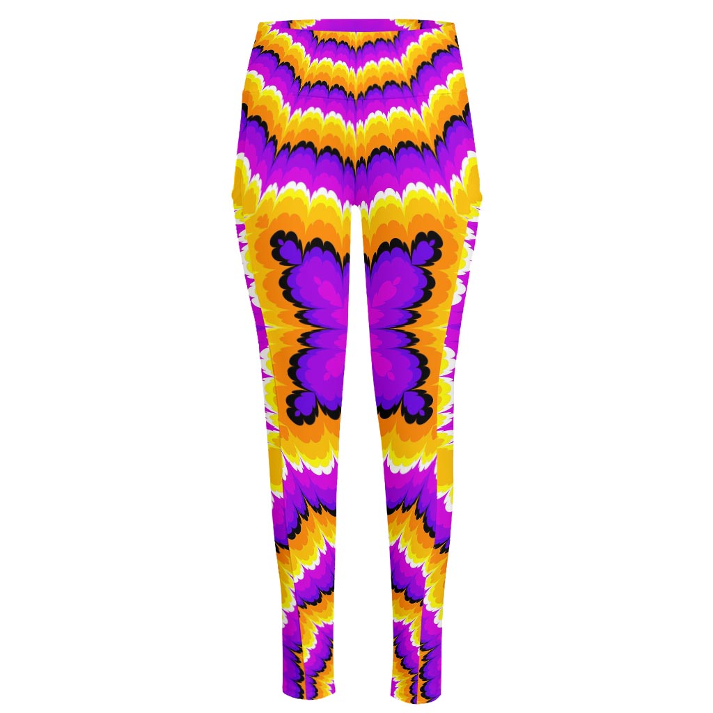 Yellow Explosion Moving Optical Illusion High-Waisted Pocket Leggings