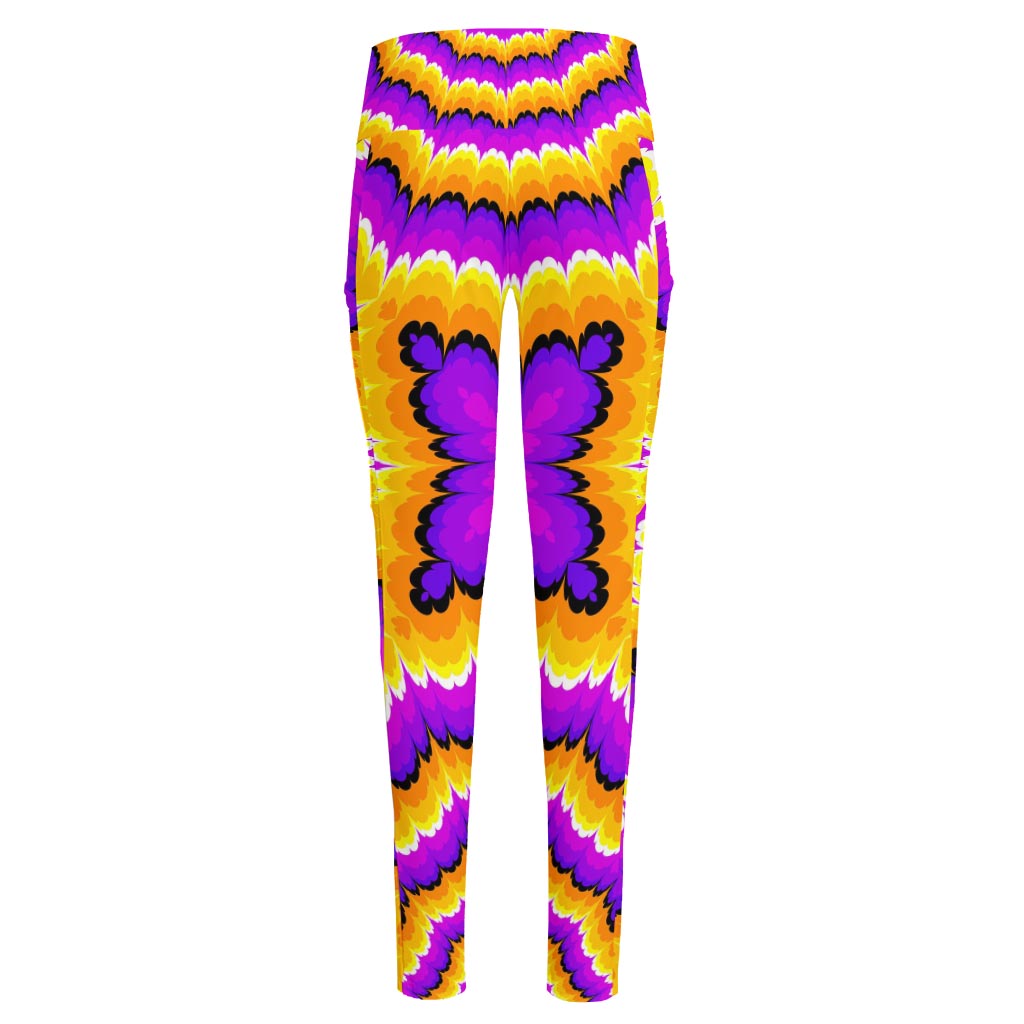 Yellow Explosion Moving Optical Illusion High-Waisted Pocket Leggings