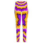 Yellow Explosion Moving Optical Illusion High-Waisted Pocket Leggings