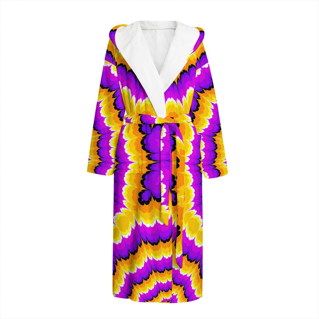 Yellow Explosion Moving Optical Illusion Hooded Bathrobe