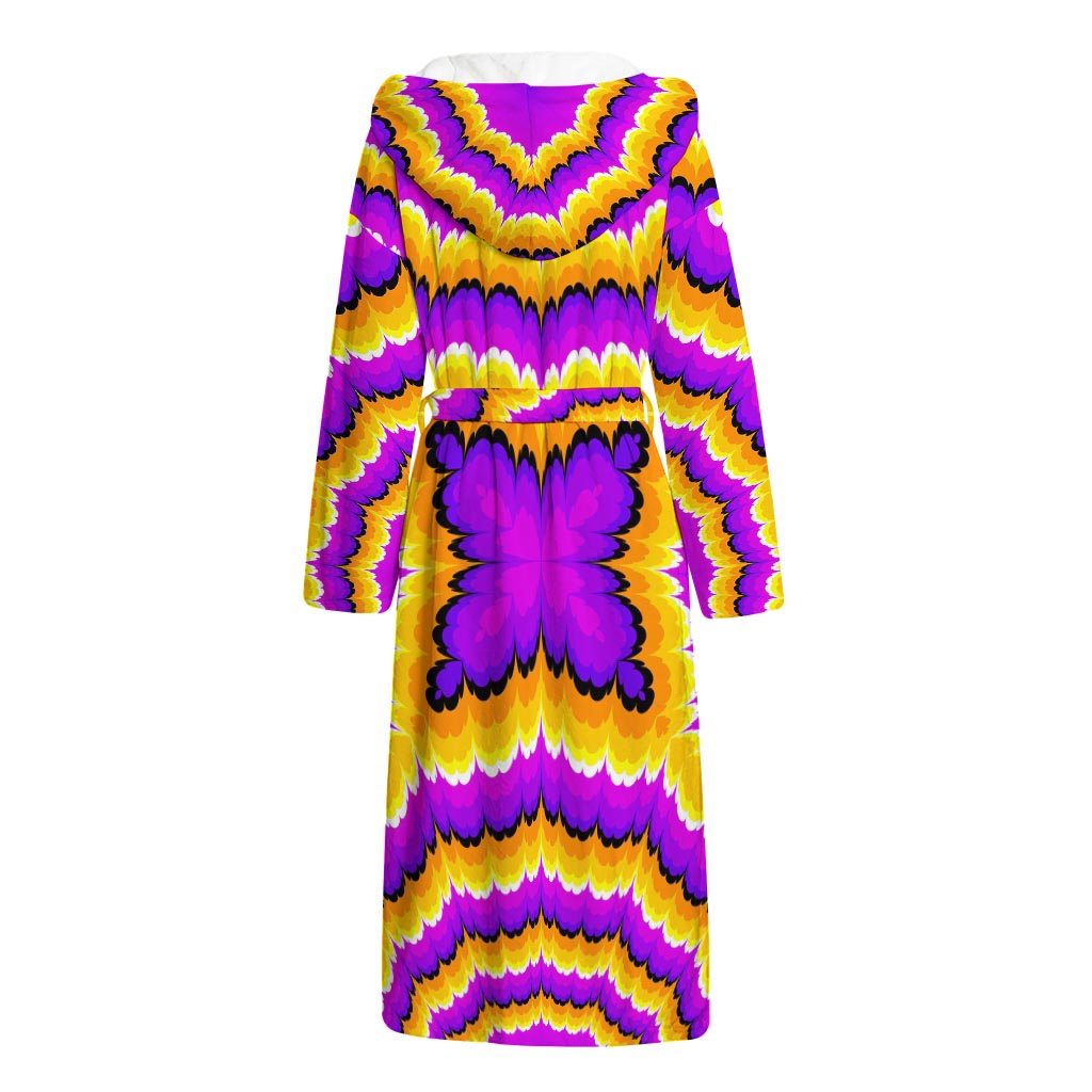 Yellow Explosion Moving Optical Illusion Hooded Bathrobe