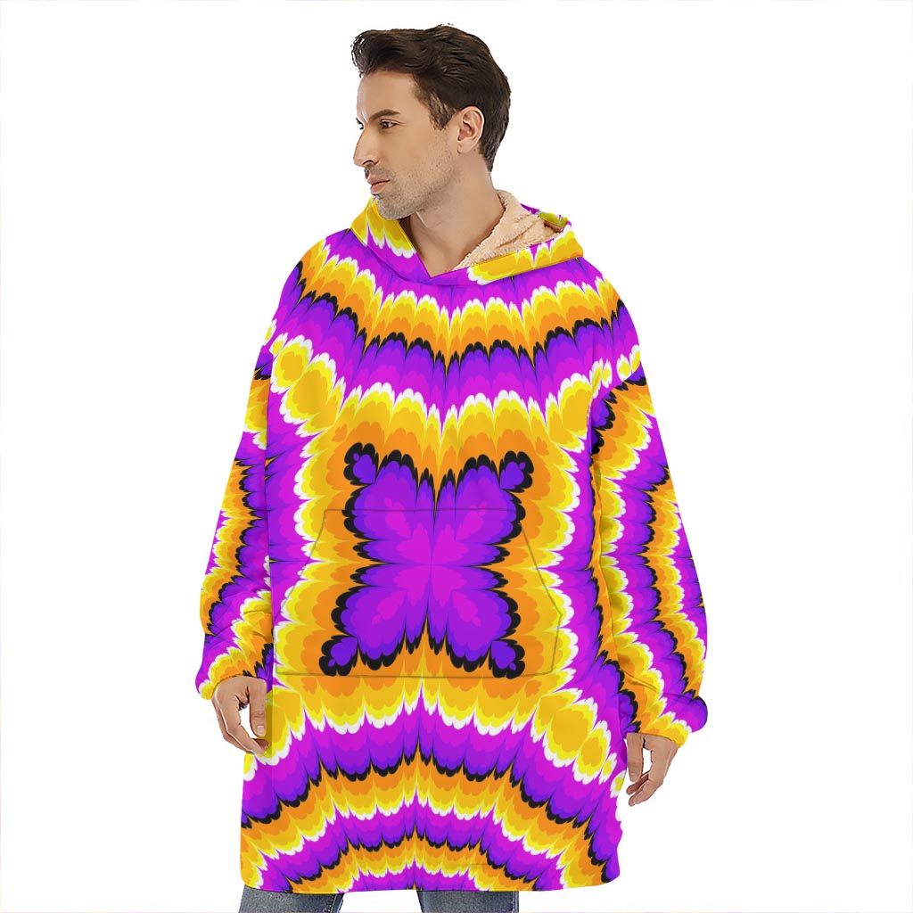 Yellow Explosion Moving Optical Illusion Hoodie Blanket