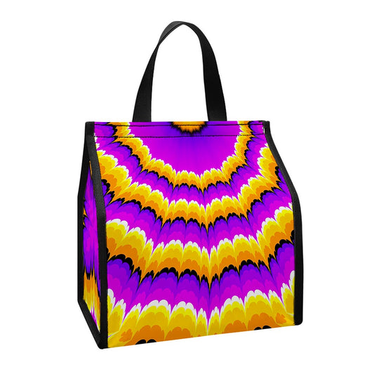 Yellow Explosion Moving Optical Illusion Insulated Lunch Tote