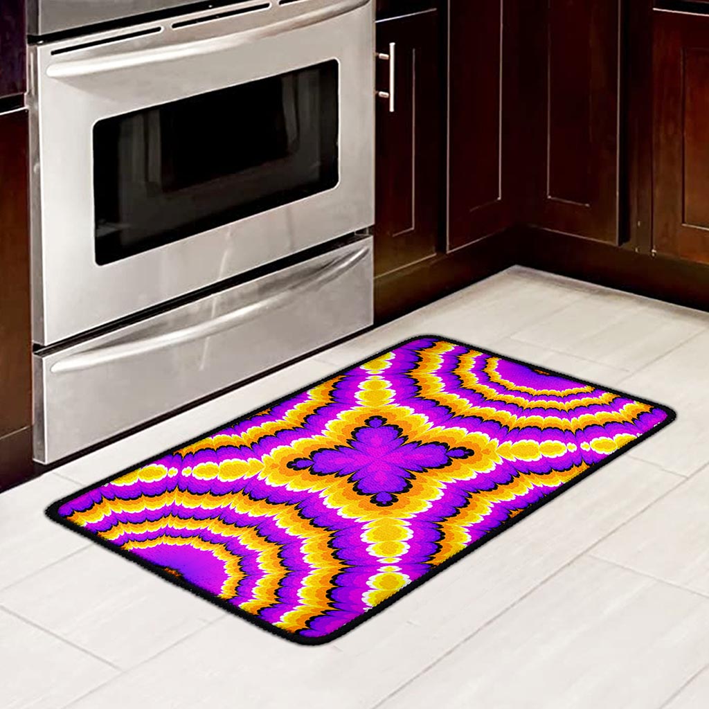 Yellow Explosion Moving Optical Illusion Kitchen Mat
