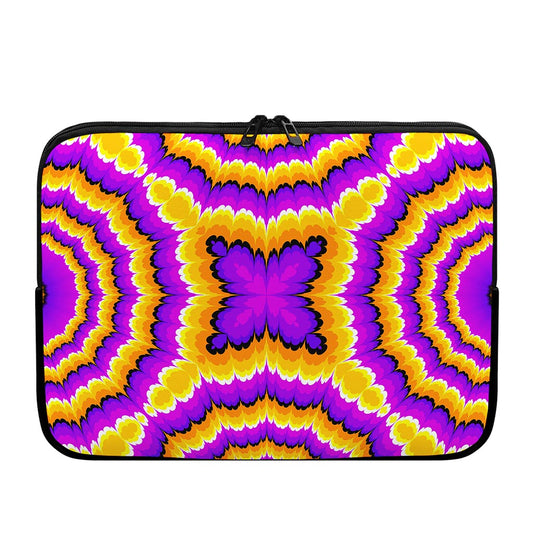Yellow Explosion Moving Optical Illusion Laptop Sleeve
