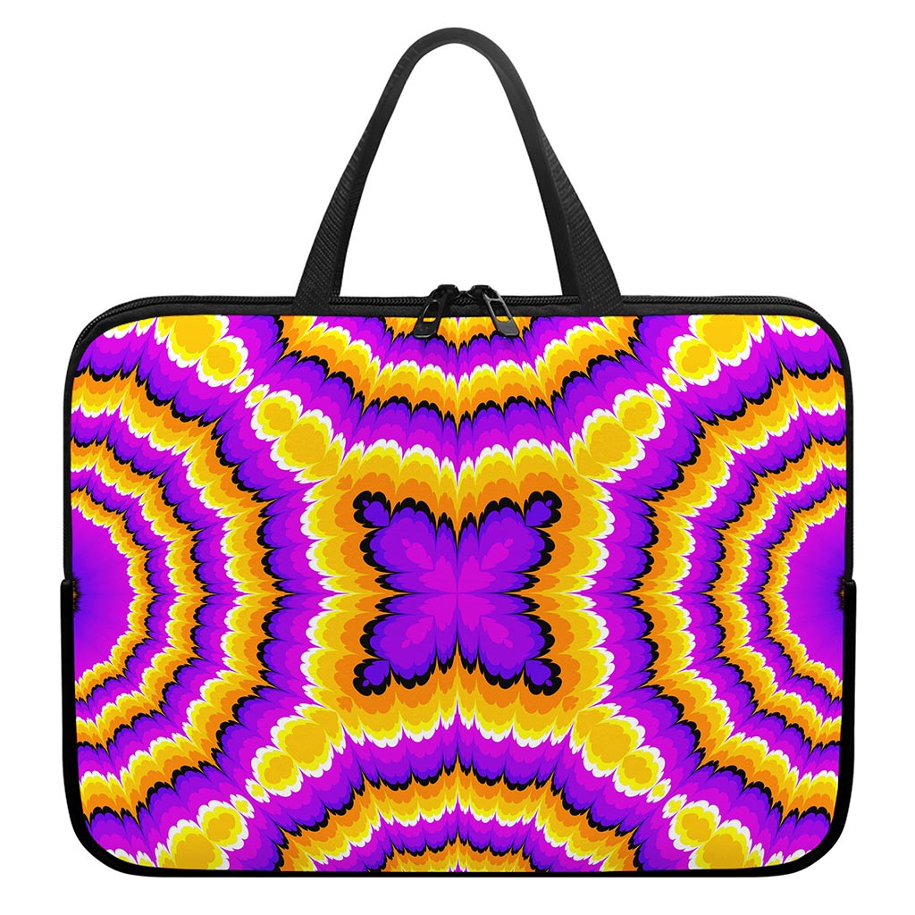 Yellow Explosion Moving Optical Illusion Laptop Sleeve With Handle