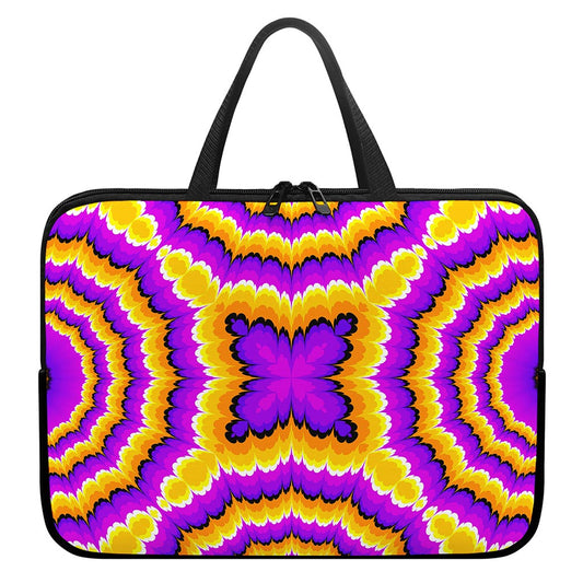 Yellow Explosion Moving Optical Illusion Laptop Sleeve With Handle