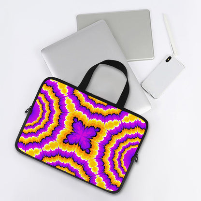 Yellow Explosion Moving Optical Illusion Laptop Sleeve With Handle