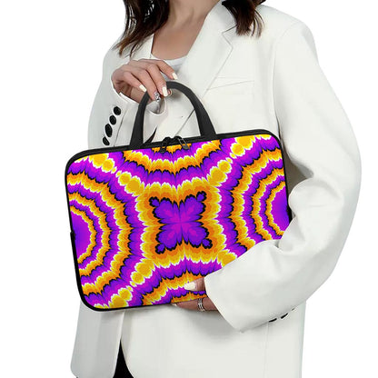 Yellow Explosion Moving Optical Illusion Laptop Sleeve With Handle