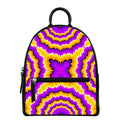 Yellow Explosion Moving Optical Illusion Leather Backpack