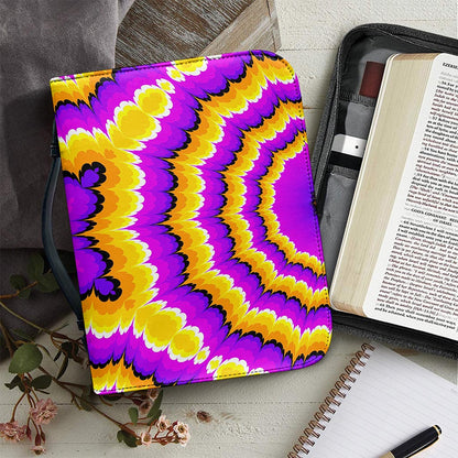 Yellow Explosion Moving Optical Illusion Leather Bible Cover