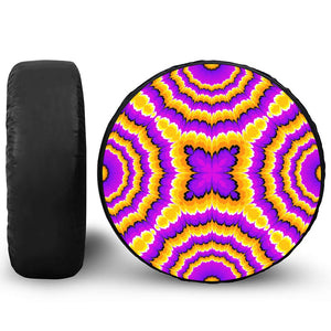 Yellow Explosion Moving Optical Illusion Leather Spare Tire Cover