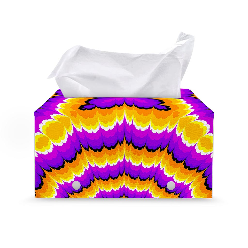 Yellow Explosion Moving Optical Illusion Leather Tissue Box Cover
