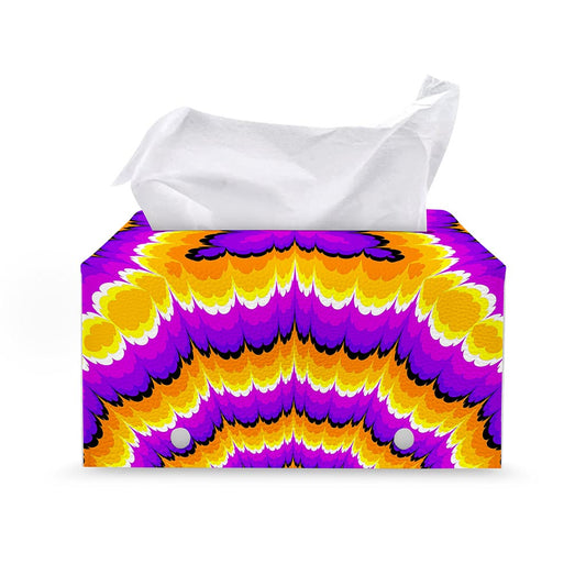 Yellow Explosion Moving Optical Illusion Leather Tissue Box Cover