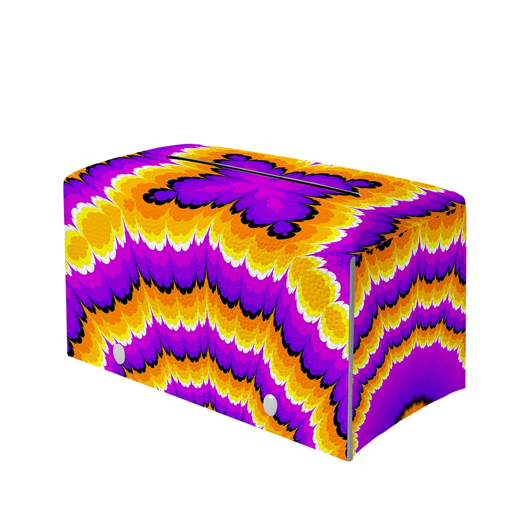 Yellow Explosion Moving Optical Illusion Leather Tissue Box Cover