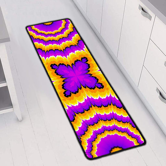 Yellow Explosion Moving Optical Illusion Long Kitchen Mat