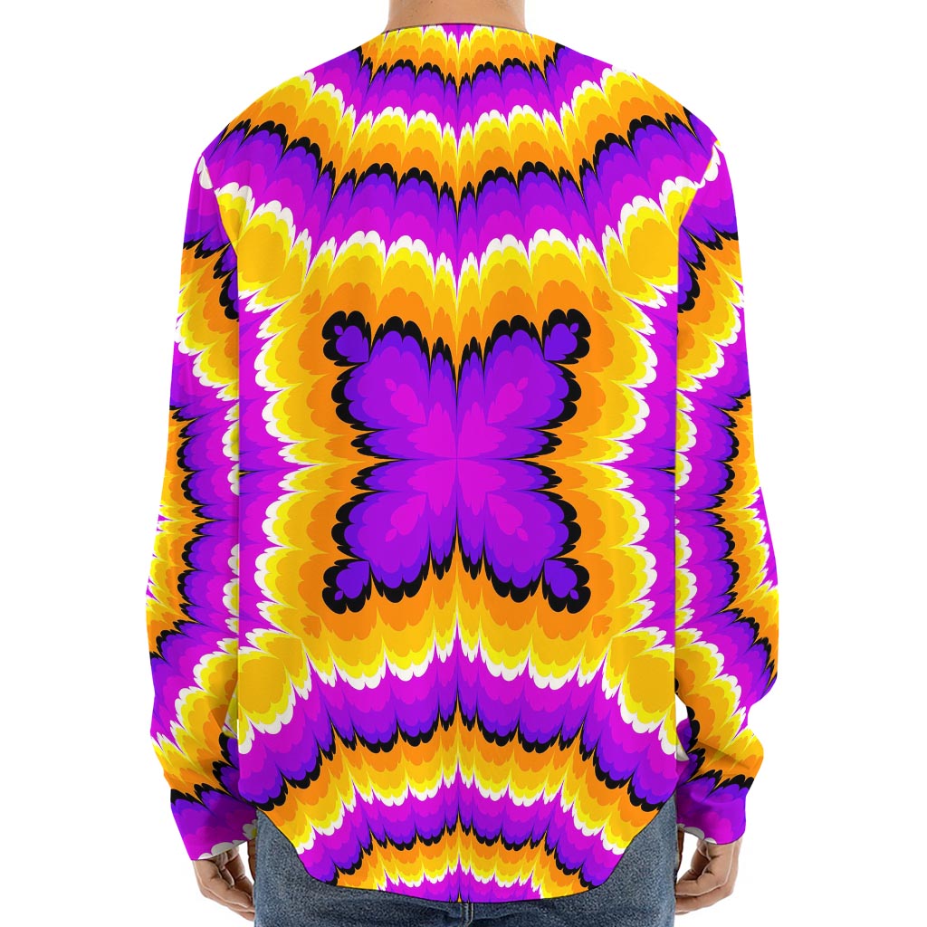 Yellow Explosion Moving Optical Illusion Long Sleeve Baseball Jersey