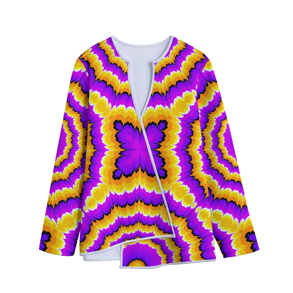 Yellow Explosion Moving Optical Illusion Long Sleeve Short Coat