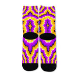 Yellow Explosion Moving Optical Illusion Long Socks