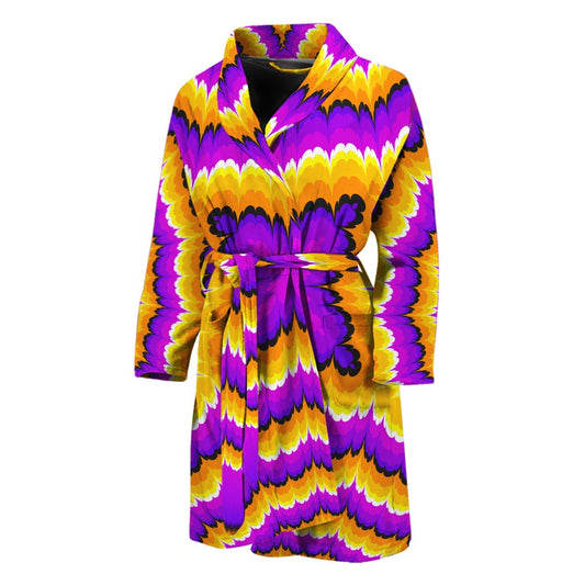 Yellow Explosion Moving Optical Illusion Men's Bathrobe