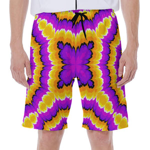 Yellow Explosion Moving Optical Illusion Men's Beach Shorts