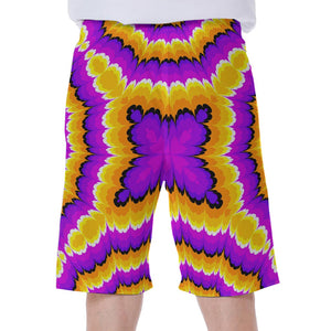 Yellow Explosion Moving Optical Illusion Men's Beach Shorts