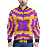 Yellow Explosion Moving Optical Illusion Men's Bomber Jacket