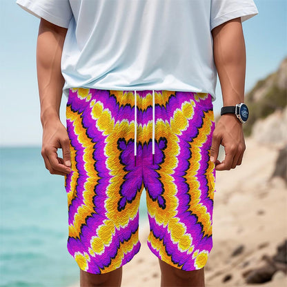 Yellow Explosion Moving Optical Illusion Men's Cargo Shorts
