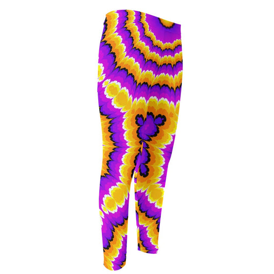 Yellow Explosion Moving Optical Illusion Men's Compression Pants