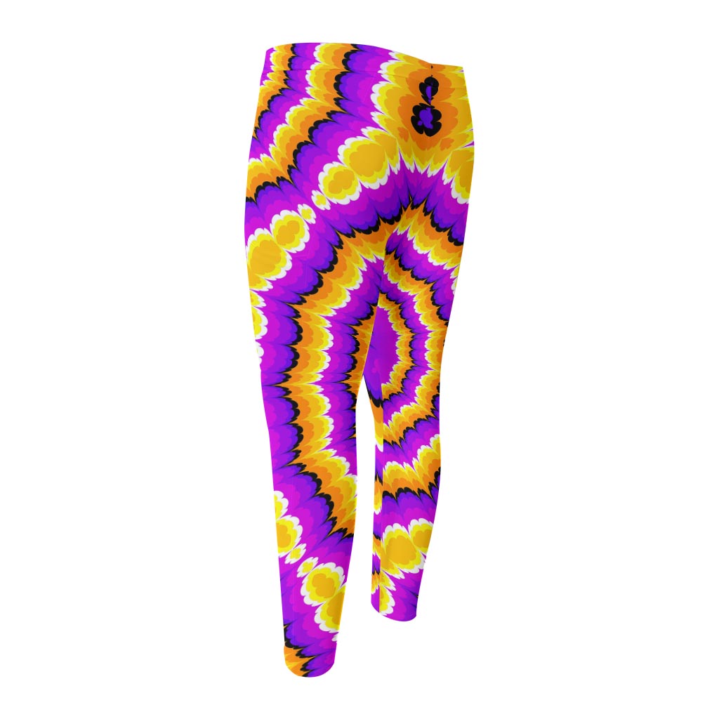 Yellow Explosion Moving Optical Illusion Men's Compression Pants