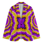 Yellow Explosion Moving Optical Illusion Men's Cotton Blazer