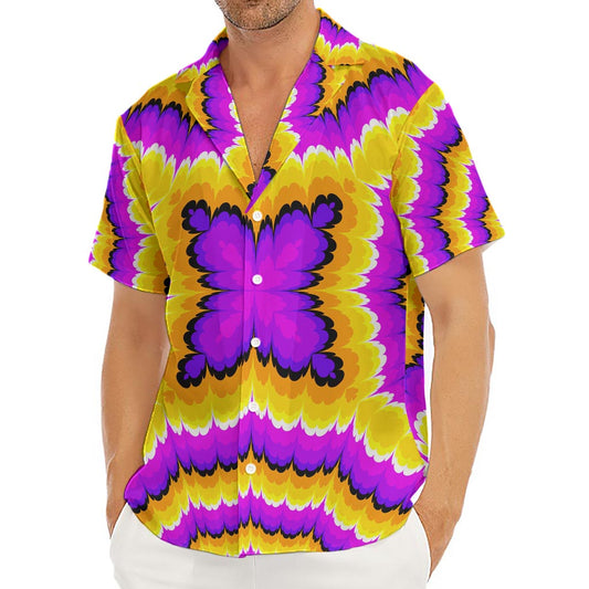 Yellow Explosion Moving Optical Illusion Men's Deep V-Neck Shirt