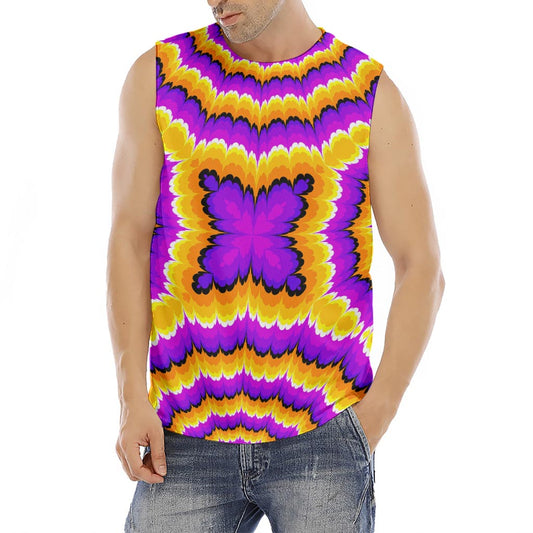 Yellow Explosion Moving Optical Illusion Men's Fitness Tank Top