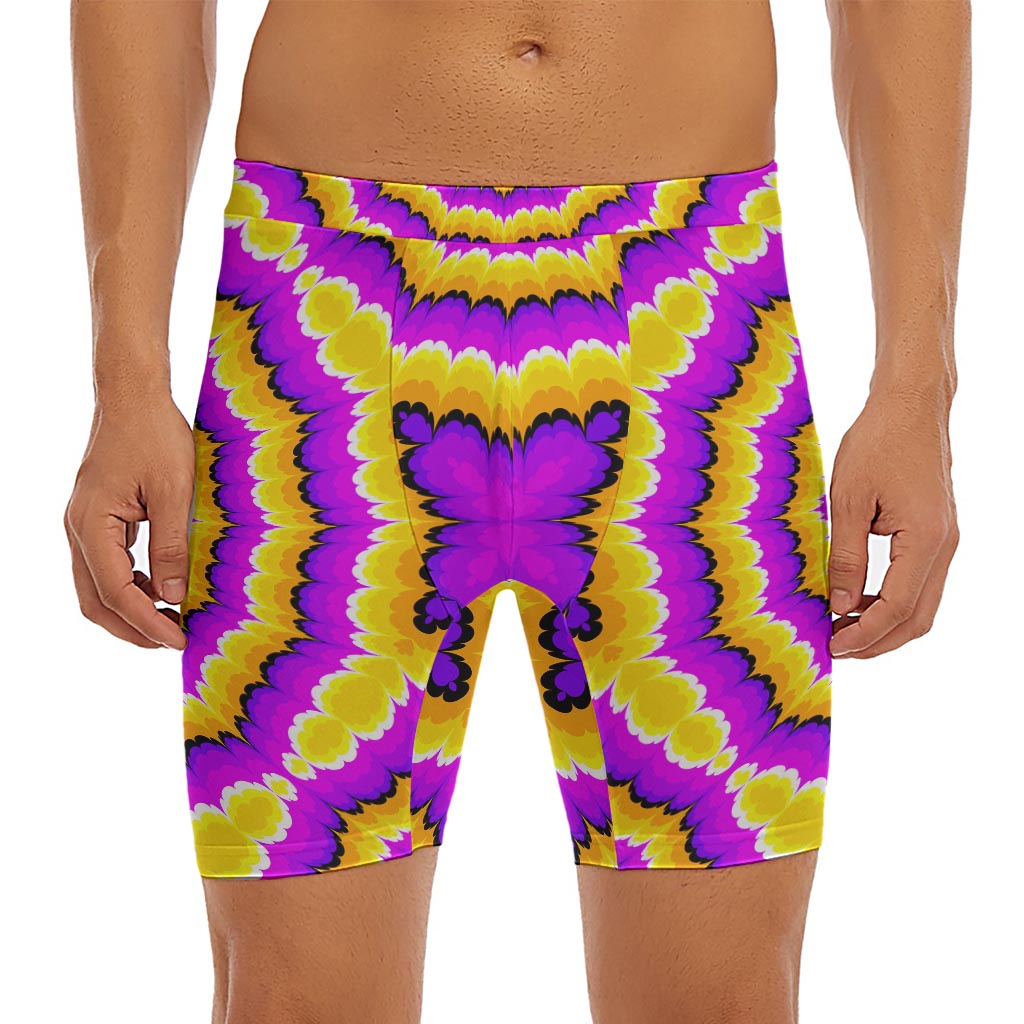 Yellow Explosion Moving Optical Illusion Men's Long Boxer Briefs