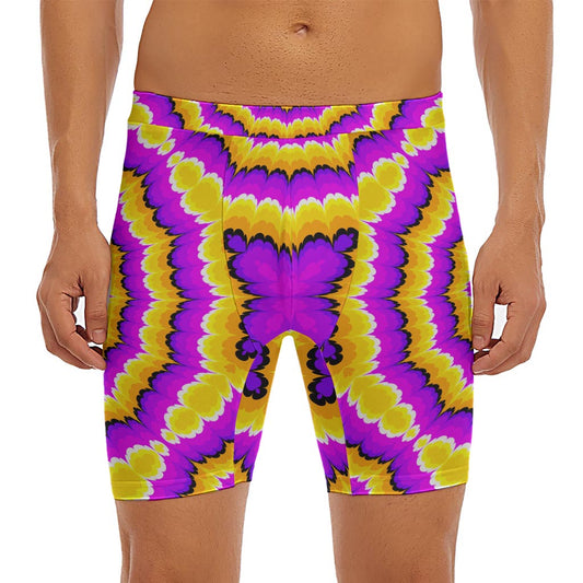Yellow Explosion Moving Optical Illusion Men's Long Boxer Briefs