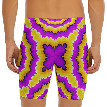 Yellow Explosion Moving Optical Illusion Men's Long Boxer Briefs