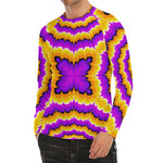 Yellow Explosion Moving Optical Illusion Men's Long Sleeve Rash Guard