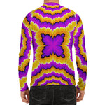 Yellow Explosion Moving Optical Illusion Men's Long Sleeve Rash Guard