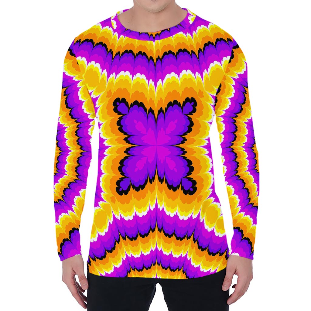 Yellow Explosion Moving Optical Illusion Men's Long Sleeve T-Shirt