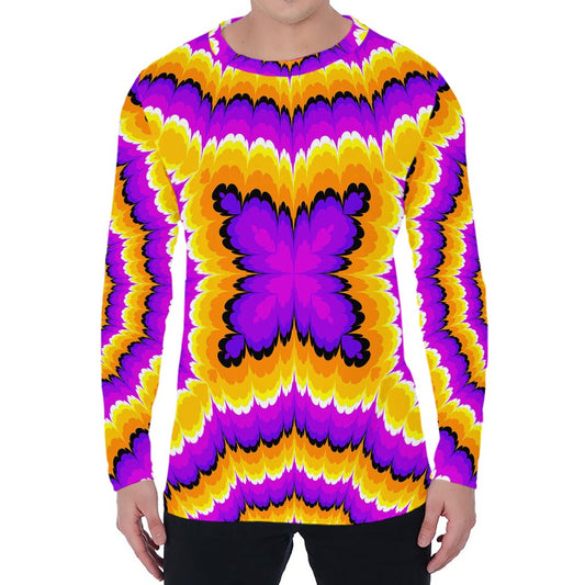 Yellow Explosion Moving Optical Illusion Men's Long Sleeve T-Shirt
