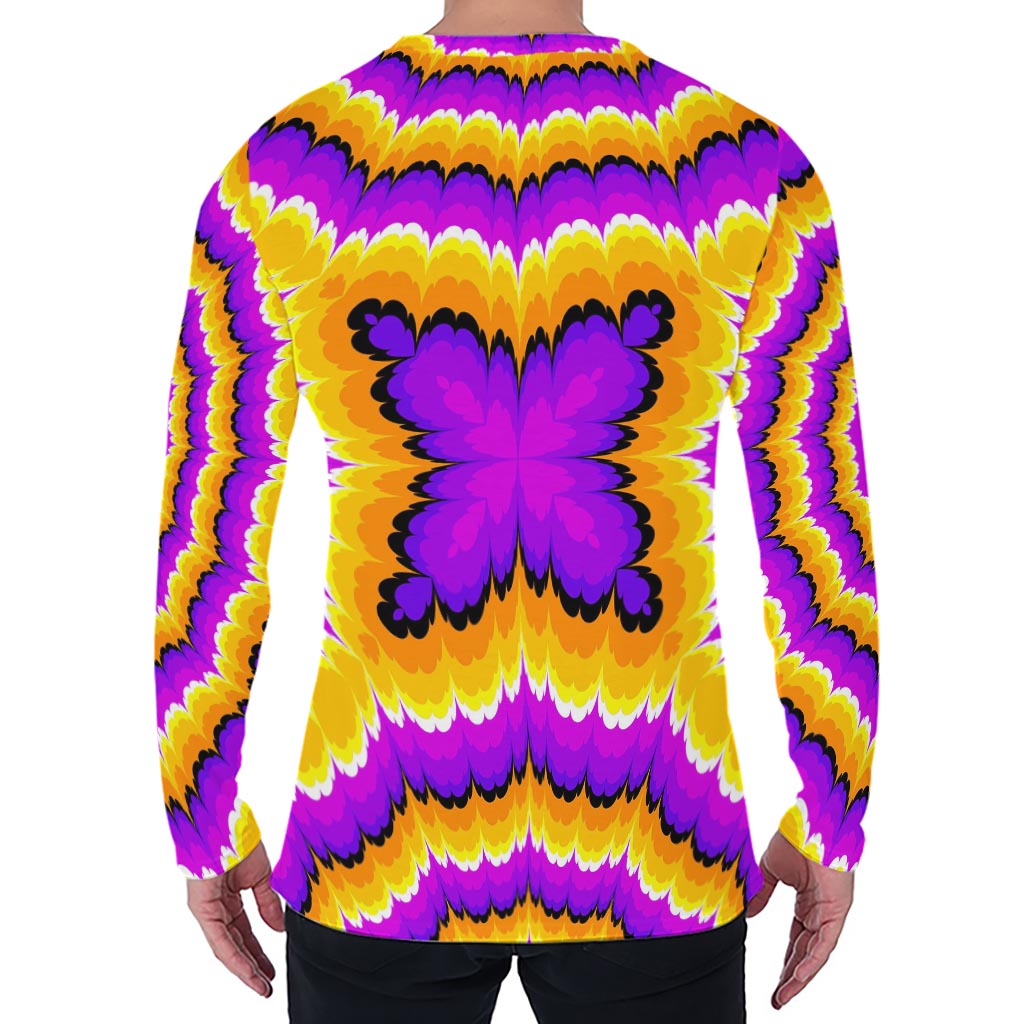 Yellow Explosion Moving Optical Illusion Men's Long Sleeve T-Shirt