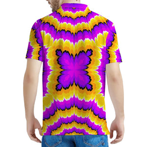 Yellow Explosion Moving Optical Illusion Men's Polo Shirt