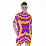 Yellow Explosion Moving Optical Illusion Men's Rompers