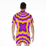 Yellow Explosion Moving Optical Illusion Men's Rompers
