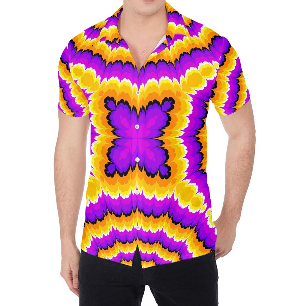 Yellow Explosion Moving Optical Illusion Men's Shirt