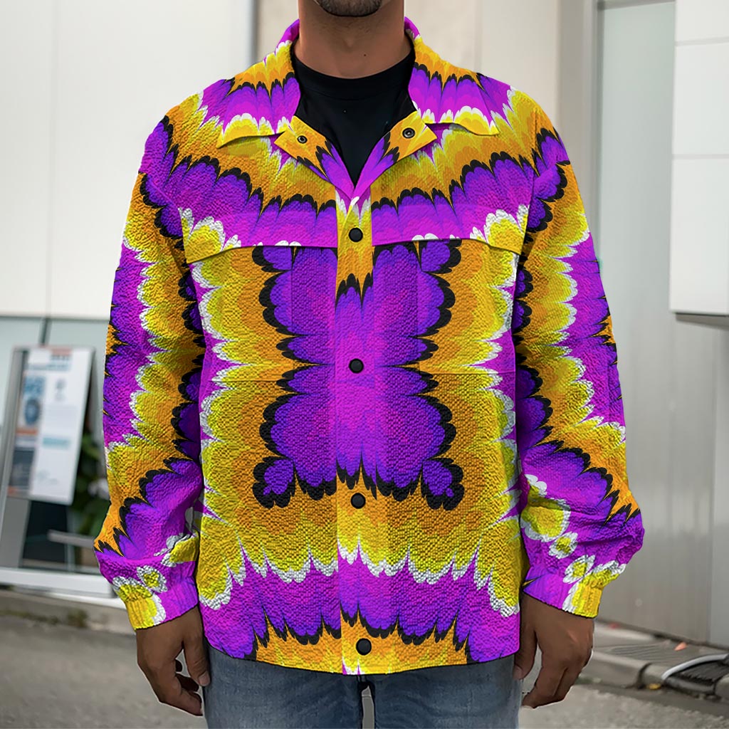 Yellow Explosion Moving Optical Illusion Men's Shirt Jacket