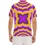 Yellow Explosion Moving Optical Illusion Men's Short Sleeve Rash Guard