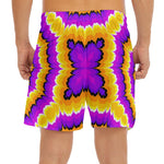 Yellow Explosion Moving Optical Illusion Men's Split Running Shorts