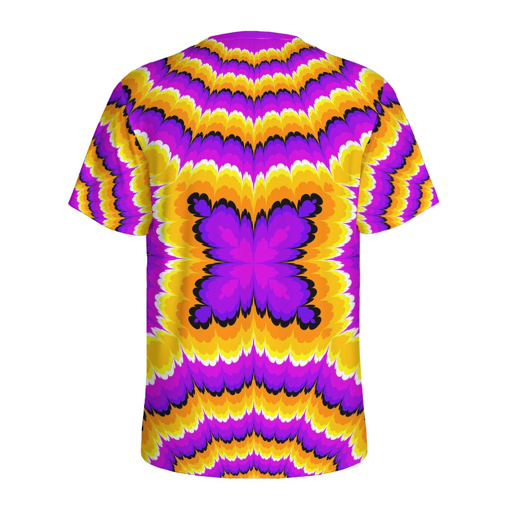 Yellow Explosion Moving Optical Illusion Men's Sports T-Shirt