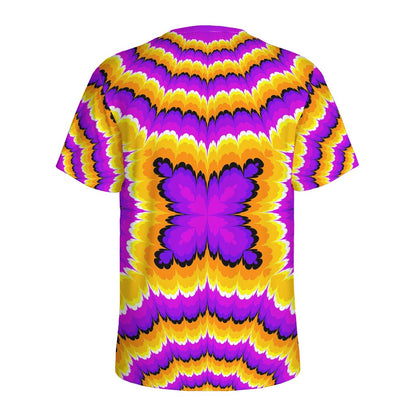 Yellow Explosion Moving Optical Illusion Men's Sports T-Shirt